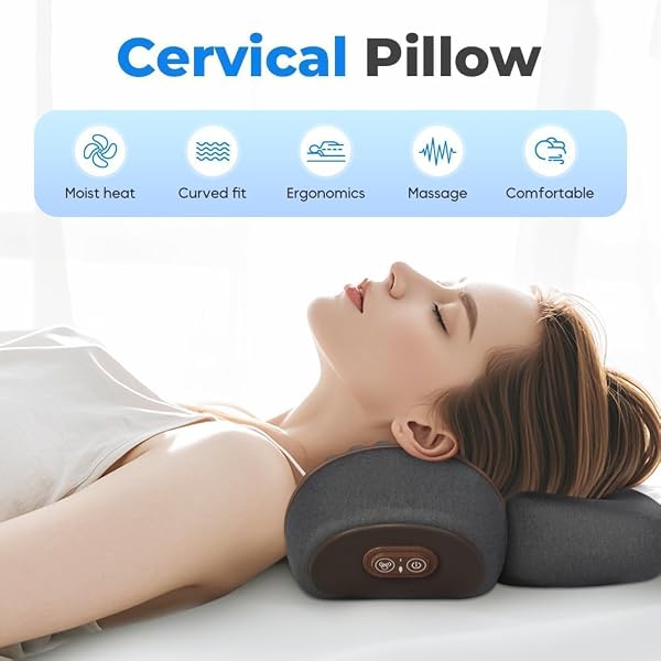 Spinea CerviCalm, Oreiller Massant Cervical Chauffant, Masseur cervical 3-en-1avec Chauffage, Intensité réglable, pour maison et bureau (Hellgrau) - 2