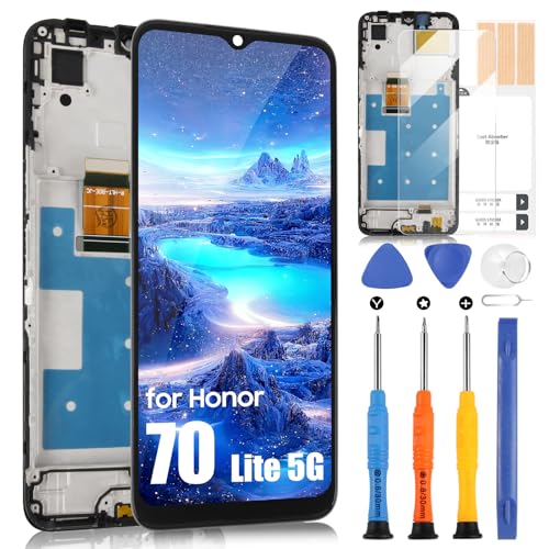 Pantalla LCD para Huawei Honor 70 Lite 5G Display para Honor 70 Lite 5G RBN-NX1 LCD Display Touch Screen Assembly con kit de reparación (negro con marco, 6,5')