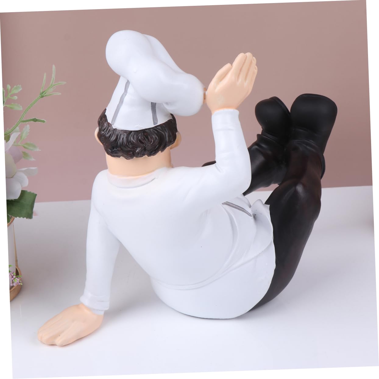Zerodeko Statuetta Chef in Resina Decorazione da Cucina Stabile Ornamento da Tavolo per Casa Bistrot Ristorante Regalo per Chi Ama Cucinare