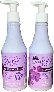 La Palm Healing Therapy Massage Lotion 8 fl oz. - Sweet Lavender Dreams (Pack of 2)