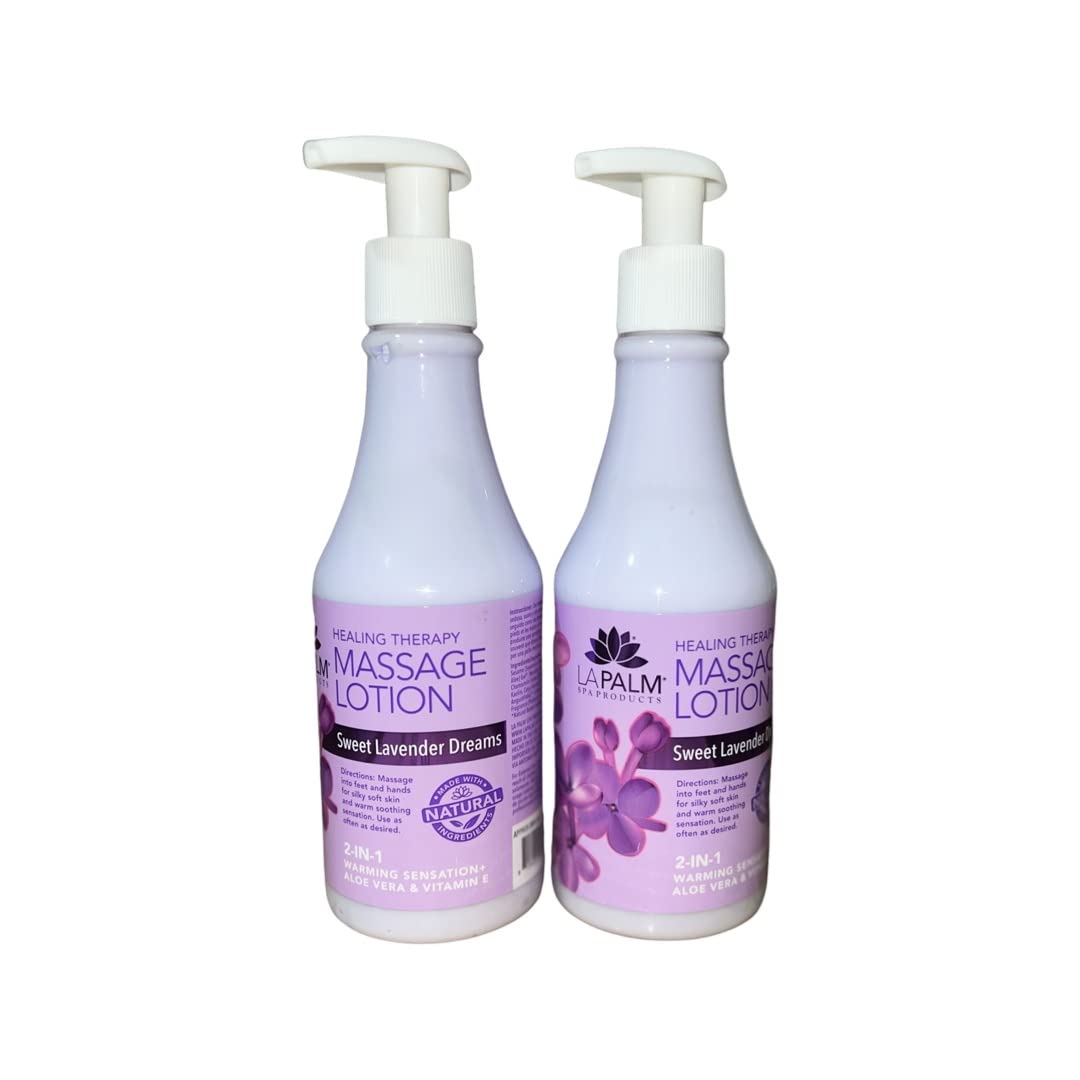 La Palm Healing Therapy Massage Lotion 8 fl oz. - Sweet Lavender Dreams (Pack of 2) : Health & Household
