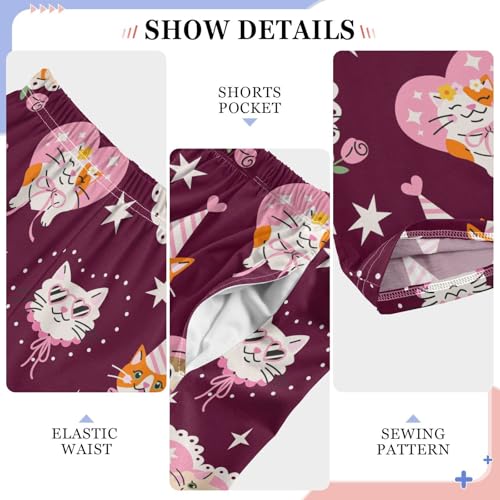 Kitten Cats Boys Long Pants Soft Trousers Elastic Waist Kids Lounge Bottoms with Pockets S-XL4