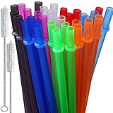 KKMO 32 PCS Rainbow Colored Reusable Plastic Replacement Straws for Tervis, Yeti, Signature,...