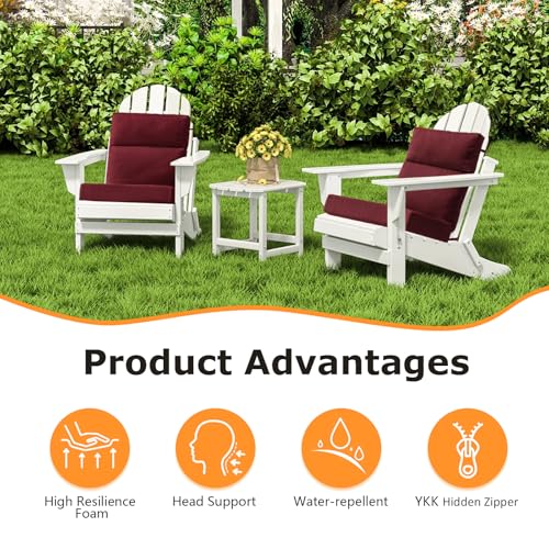 Unimatta Sunbrella Outdoor High Back Chair Cushion Seat Pads, 44 x 21 Inch Water-Repellent & Fade-Resistant Patio Furniture Cushions with Ties for Adirondack, Rocking Chairs, Spectrum Ruby by Unimatta - Used condition - Image 3