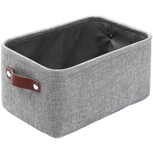 Mangata Small Sizes Storage Baskets, Grey Canvas Fabric Storage Box for Underwear, Sock, Towel, (Small, without Drawstring)