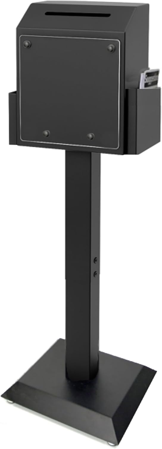 Suggestion Box with Stand, Floor Standing Offering Box, Heavy Duty Metal Locking Ballot Collection Safe Box for Voting Charity Donation Church Election Ballet Event