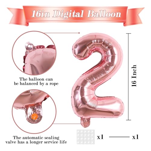 Image of TONIFUL Number Balloon 16 Inch 10Pcs Rose Gold 0-9 Birthday Number Balloons