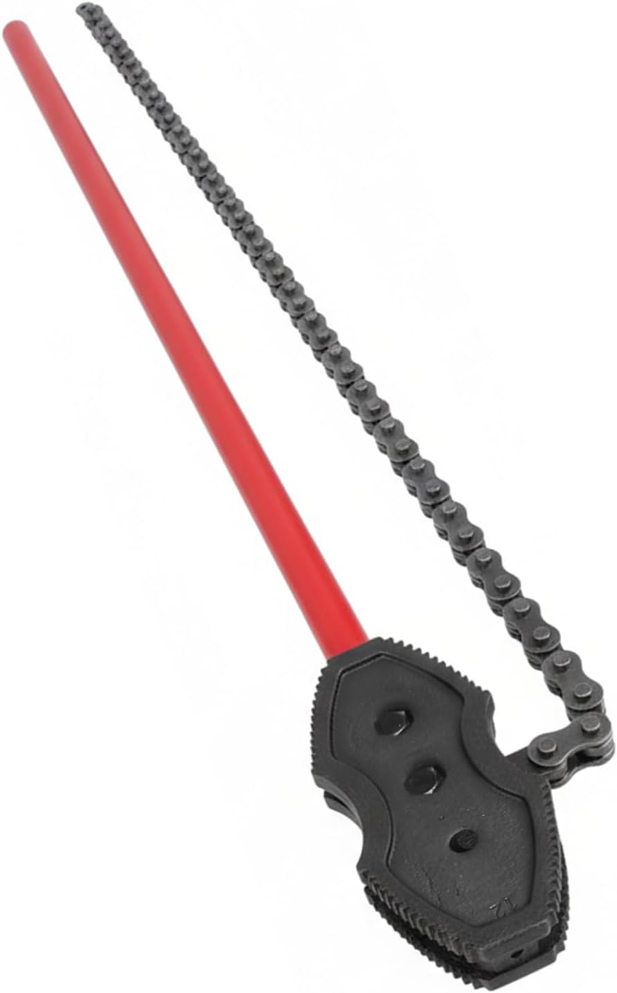 64 Inch Chain Wrench,Chain Pipe Wrench with 56.7 Inch Length of Chain,Heavy Duty Carbon Steel Pipe Wrench Adjustable Fit 2-12In Pipes Diameters for Oil Fields Operations and Maintenance