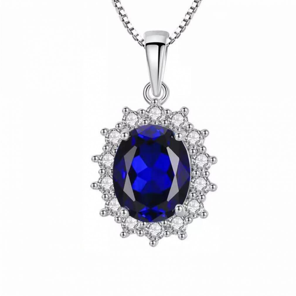 Collier pendentif bleu femme chaîne boîte aux finitions luxe
