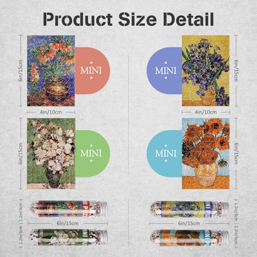 MISITU Mini Rompecabezas de 150 Piezas para Adultos, Juego Portátil de 4 Puzzles con Tema Floral miniatura 3
