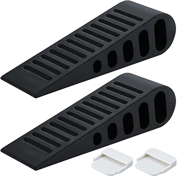 JQK المطاط باب سدادة الوتد ، أسود 2 حزمة ناعمة TPR Premium Door Stops لقاع الباب الثقيل على البلاط ، الخرسانة ، السجاد ، الأرضية الخشبية ، DSB61-BK-P2