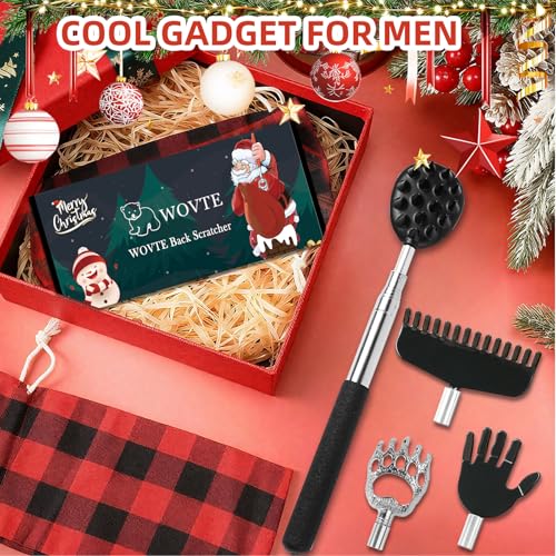 Image of WOVTE Stocking Stuffers for Men Women Adults, Back Scratcher with Christmas Packaging Box & 4PCS Detachable Scratching Heads, Christmas Gifts for Men Women Husband Dad Mom Wife, White Elephant Gifts