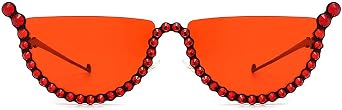 COTIA Cat Eye Diamond Sunglasses Women Unique Rhinestone Semi-Rimless Gradient Sun Glasses Fashion Half Frame Eyeglasses