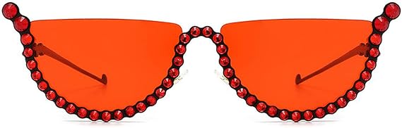 COTIA Cat Eye Diamond Sunglasses Women Unique Rhinestone Semi-Rimless Gradient Sun Glasses Fashion Half Frame Eyeglasses