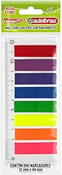 Bloco Marcador de Página, Adelbras, Adesivo, Memonotes, 8 Cores Neon, 200 Folhas, Multicor