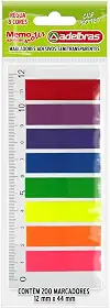 Bloco Marcador de Página, Adelbras, Adesivo, Memonotes, 8 Cores Neon, 200 Folhas, Multicor