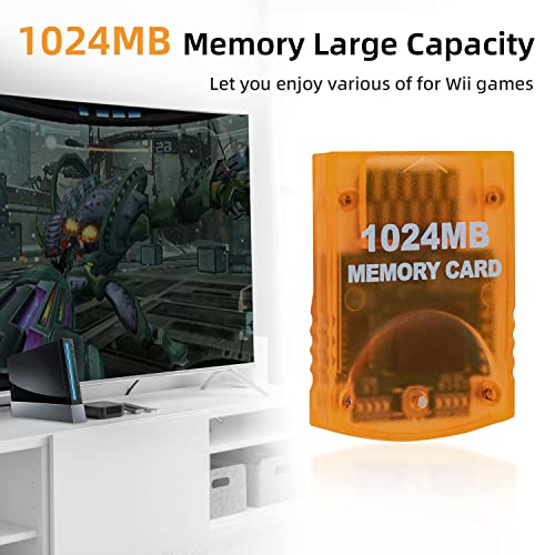Tolesum Memory Card 1024Mb(16344 Blocks) 8 Data Areas For Gamecube And Wii Console, Orange 1024Mb #TOP5