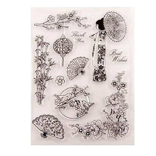 Welcome to Joyful Home 1pc Oriental Element Lady Rubber Clear Stamp for Card Making Decoration and Scrapbooking