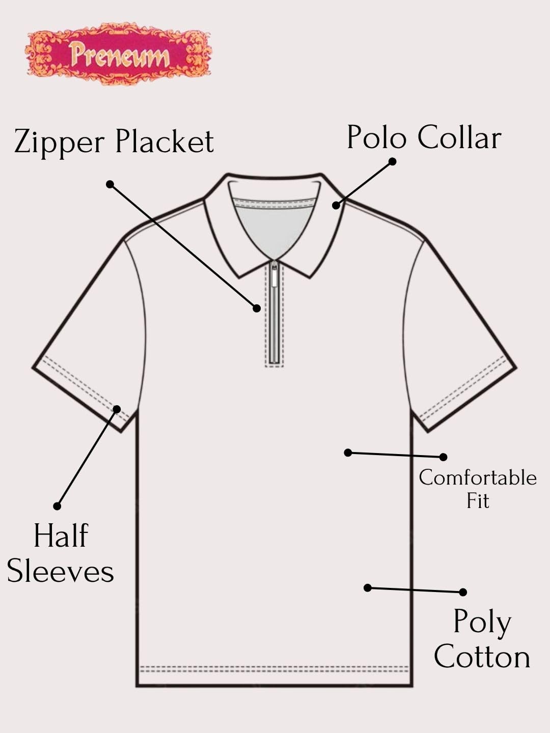 Preneum Polo da uomo in policotone, tinta unita, con colletto e maniche medie, tinta unita, vestibilità regolare (disponibile in taglie grandi)