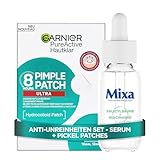 Garnier & Mixa Anti-Unreinheiten Set – Gesichtsserum mit Salicylsäure & Niacinamid + Garnier Pimple Patches Ultra – Set zum Porenverfeinern & Abflachen von Pickeln – Für unreine Haut – 2-teilig
