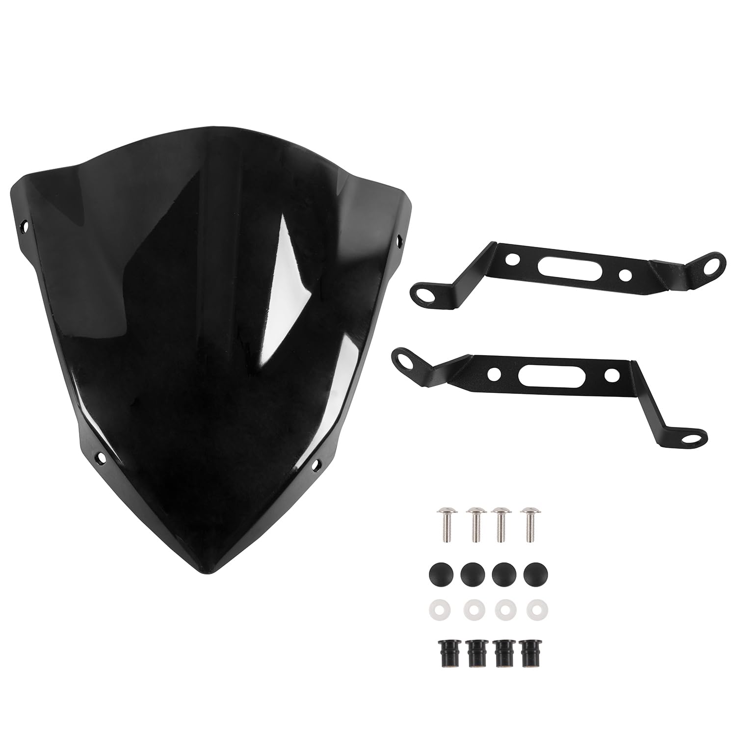 Moto Pare-Brise Avant Pare-Brise Airflow Déflecteur Double Bulle Carénage Compatible avec MT07 FZ07 MT-07 2018-2020 2019 2018 2019 2020 (fumée)