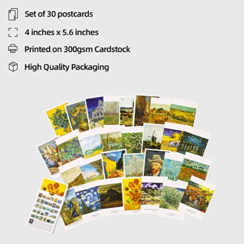 EDENMS Van Gogh Art Postcards, Famous Painting Abstract Art Post Cards Bulk Pack(30 Pack), Retro Aesthetic Art Posters Collage Kit, Postcards for School Students Teacher Thank You Note Cards - Thumbnail 4