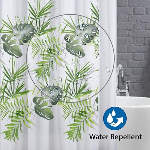 ANSIO Shower Curtain for Bathroom - Mould and Mildew Resistant - Leaf Pattern - Palm Green, 180 x 180 cm (71 x 71 Inch) | Water Repellent Fabric | 100% Polyester - Image 6