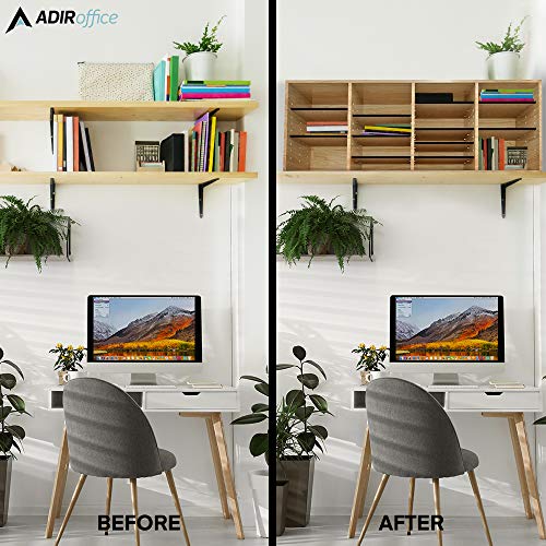 Adir Wooden Literature Organizer Sorter - Stackable Mail Craft Paper Storage Holder With Removable Shelves For Office, Classrooms, And Mailrooms Organization (24 Compartment, Medium Oak) #TOP1