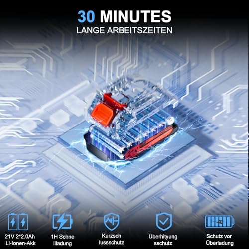 Bild 2 - Mini Kettensäge mit Akku 4000mAh, 6 Zoll Mini Kettensäge Elektro mit Automatischer Öler und 2 Akku 2000mAh, Handkettensäge Akku für Gartenscheren Astschere Holzschneidenz