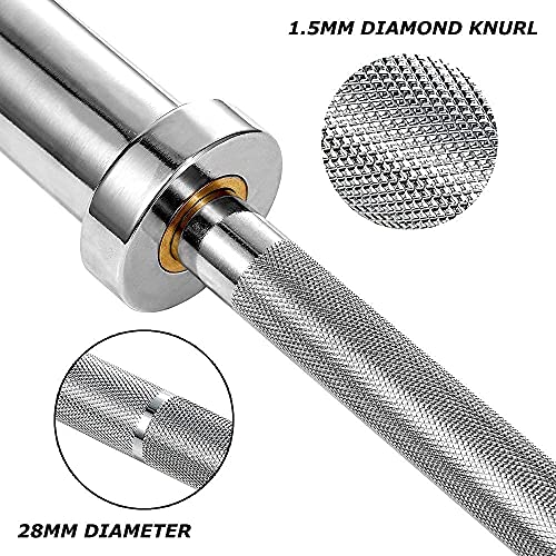 Papababe Olympic Bar 7-Foot Solid Chrome Barbell Weights Lifting Power Lifting (2-Inch) #TOP7