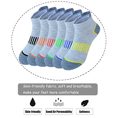 Jamegio Boys Socks 12 Pairs Ankle Athletic Sock Half Cushion Low Cut Socks For Little Big Kids Size Age 3-10 Years(7-10 Years) #TOP2