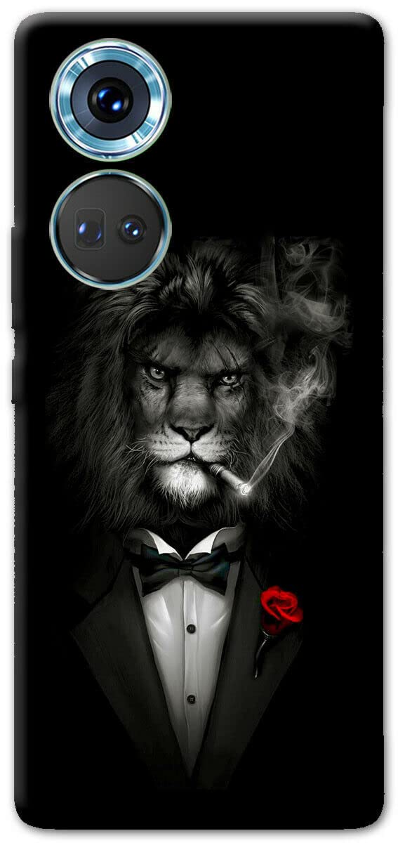 Mixroom - Cover Custodia Back case In TPU Silicone Morbido Per iPhone 15 PRO Max Fantasia Leone In Smoking Che Fuma M751