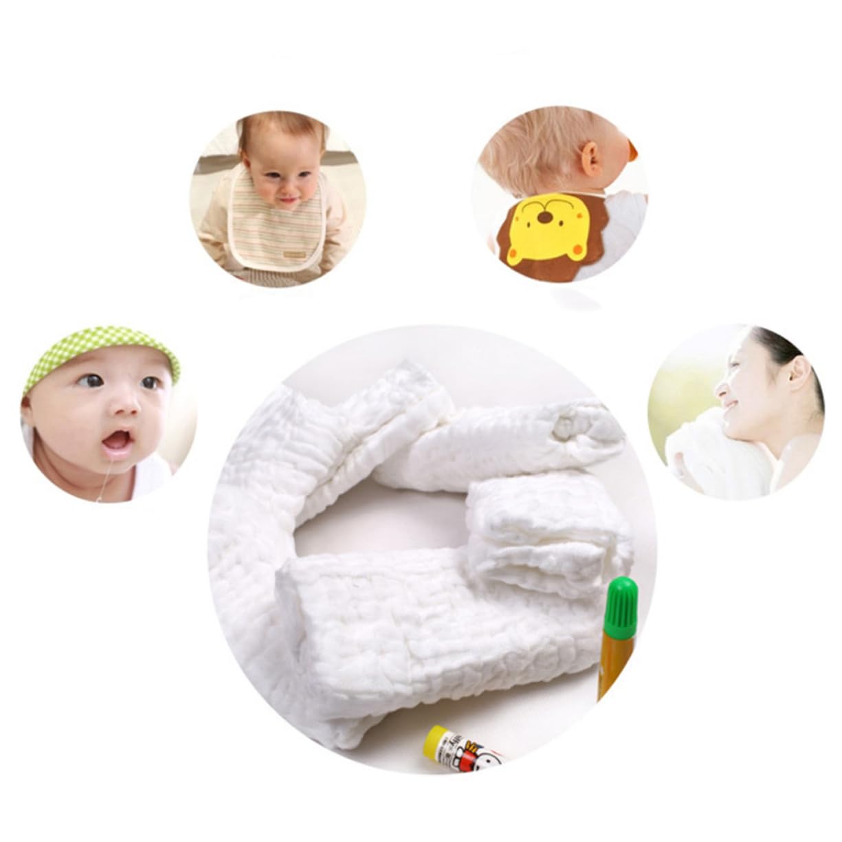 RORPOIR Cloth Diapers for Babies 5pcs Pure Cotton Gauze Diaper Soft Comfortable Easy to Wash and Clean