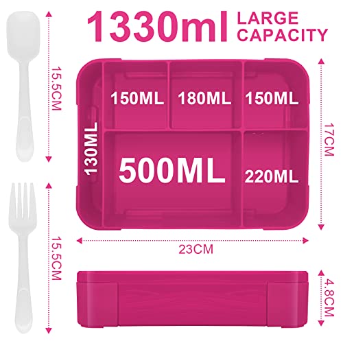 IJIAMY Brotdose Kinder mit Fächern, Bento Box Kinder, Auslaufsicher Lunchbox Kinder, Brotbox für Mädchen & Jungen, Snackbox… – Ansicht 3