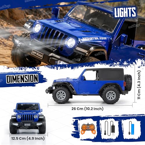 Image of Zest 4 Toyz Remote Control Car Toy for Kids Adults | 1:16 Rechargeable Off-Road Drift RC Jeep | Openable Doors | High Speed | 35+ft Range 2.4GHz Remote Control | USB Charging Cable | Birthday Gift