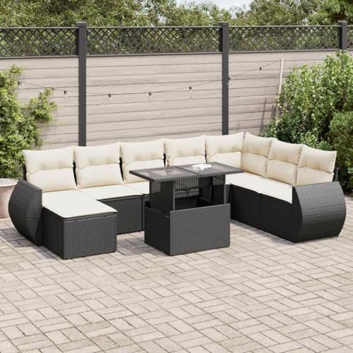 IKAYAA 9-TLG Polyrattan Lounge mit Verstellbare Gartentisch, Gart...
