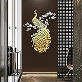 Doeean Peacock 3D Wall Decor Wall Decals Wall Decorations Wall Stickers for Bedroom Living Room (Gol
