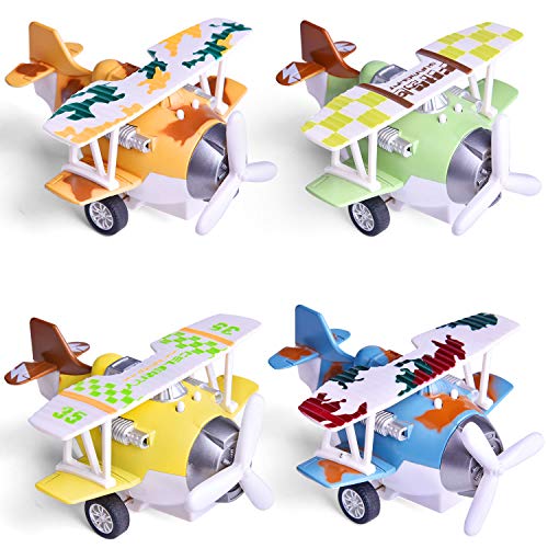 FUN LITTLE TOYS 4 Pieces Pull Back Airplane Vehicles Toys for Boys, 4.72