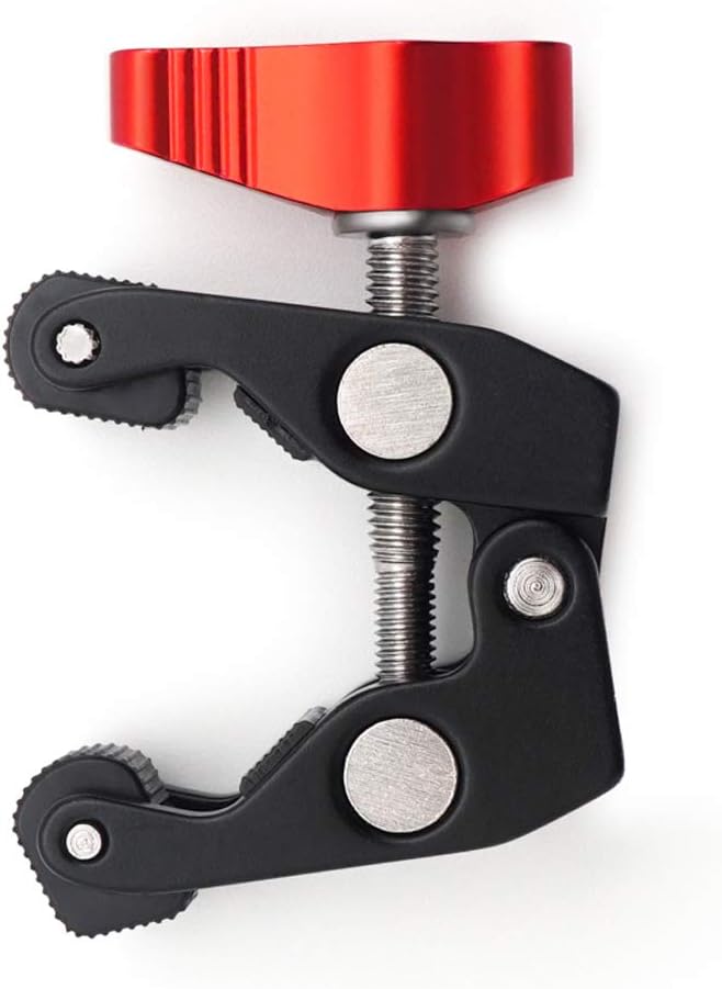 CAMO Super Clamp with Red Knob, Crab Claw Magic Arm Clamp with 1/4" and 3/8" Thread Hole for DSLR Camcorder Tripod Monitor Video Light