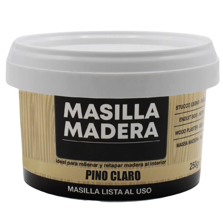 CABLEPELADO - Masilla para Madera – Rellenadora de Grietas y Agujeros en Superficies de Madera Interior, 250 g – Secado Rápido, Alta Adherencia y Fácil Aplicación - Pino Claro