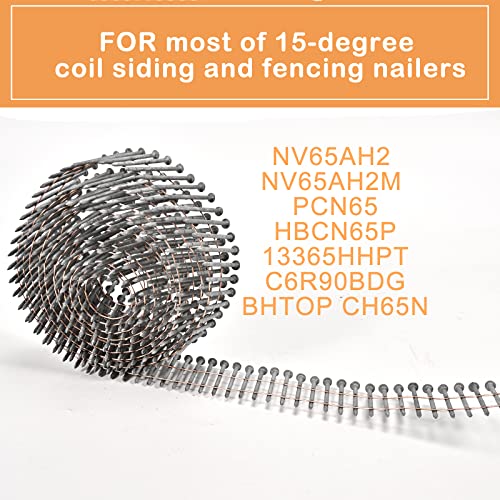 BHTOP 3600 Count Siding Nails, 15-Degree 1-1/2 Inch *.092 Wire Collated Coil Ring Shank Nails, Full Round Head Hot-Dipped Galvanized Siding Nailer by BHTOP - Used condition - Image 5