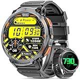 Haulvean Military Smart Watches for Men, 1.85' HD Large Screen Smart Watch, Flashlight/730mAh/110+ Sports Modes Fitness Tracker Watch, Waterproof Mens Smart Watch for Android Phones iPhone Compatible