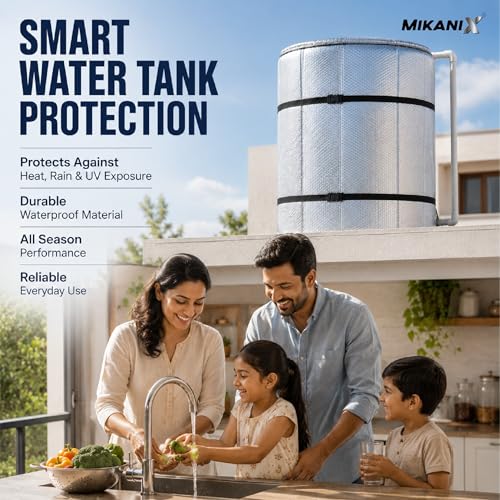 Image of MIKANIX Premium Insulated Water Tank Cover for 1000L Tank | Weatherproof Thermal Water Tank Jacket Protective Sleeve | Heat Reflective, Anti Freeze, Dustproof UV Protector for Outdoor Overhead Tanks