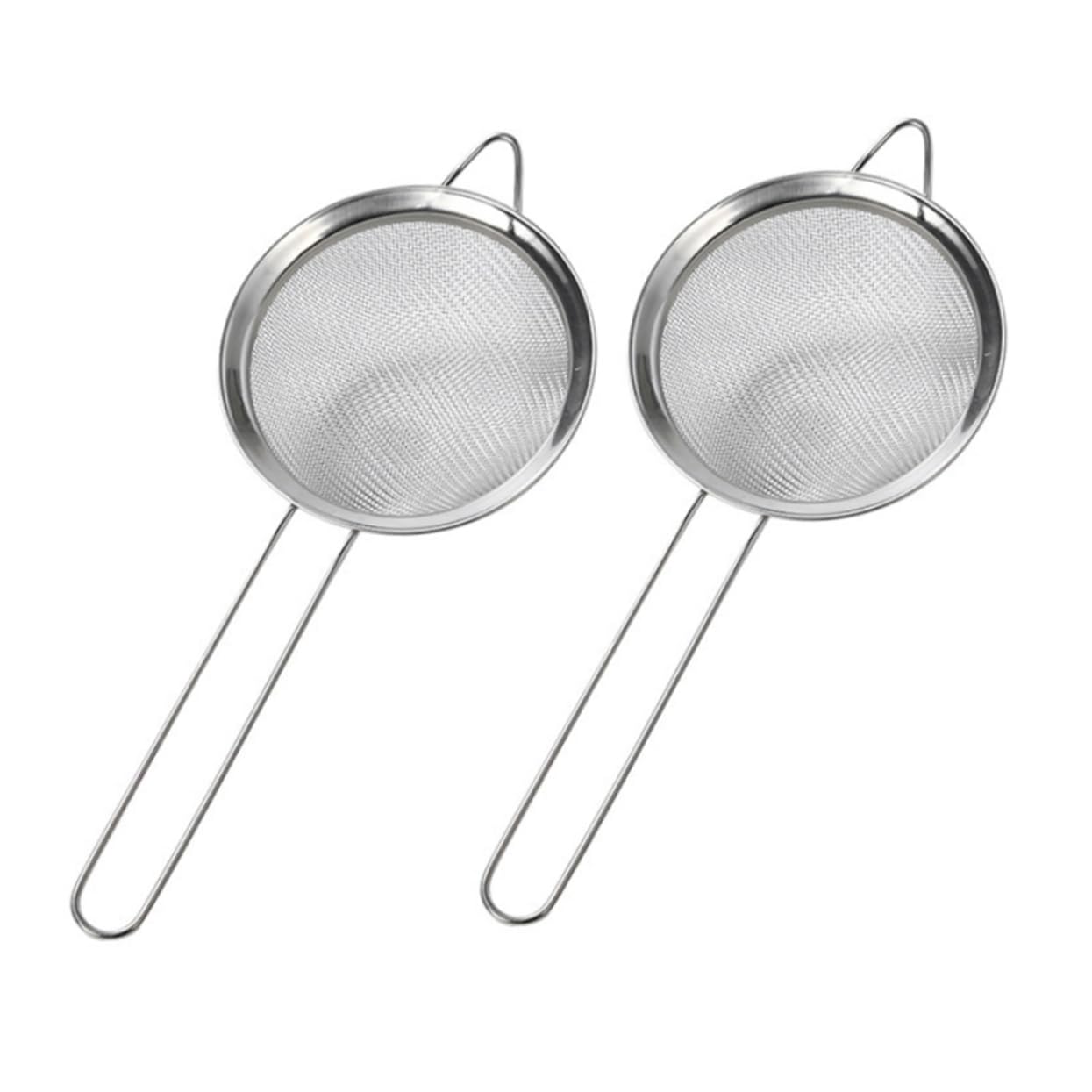 CONGARTENO 2pcs Stainless Steel Handheld Mesh Flour Sifter Diameter Sieve for Cake Baking for Sifting Flour Rice and Powdered Sugar for Home Use