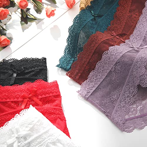 Image of LEVAO Sexy Underwear for Women Hipster Cheeky Bikini Lace Panties 6 Pack | Cheeky underwear for women, soft lace panties, cotton crotch, daily wear,date night, party, honeymoon travel, alluring fit