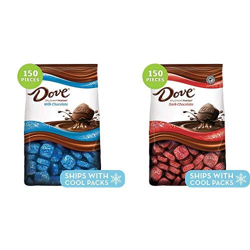 DOVE PROMISES Milk Chocolate Candy, 43.07-Ounce 150-Piece Bag AND DOVE PROMISES Dark Chocolate Candy 43.07 Ounce 153-Piece Bag