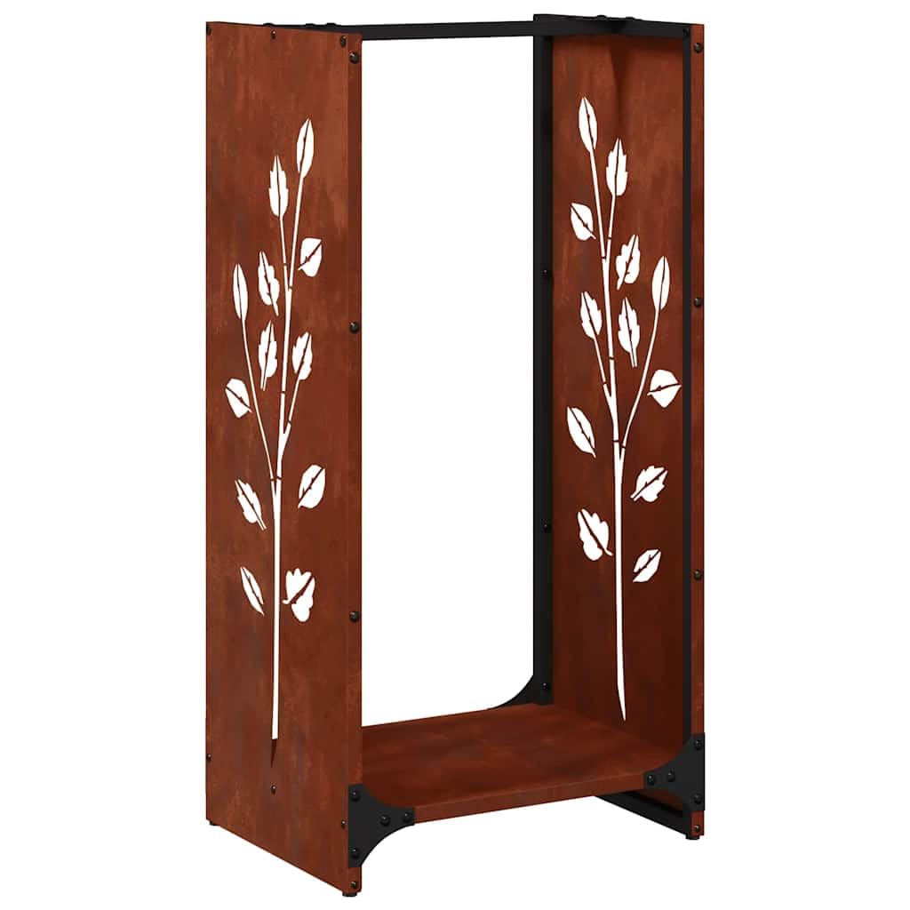 vidaXL Leñero 40x30x80 cm Acero corten, Soporte para leña para Chimenea, Soporte para leña, Soporte para leña, Almacenamiento de leña para Interiores