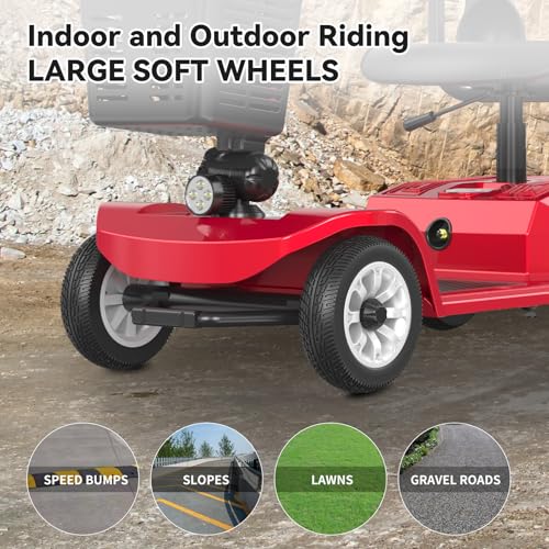Image of 4 Wheel Mobility Scooter for Seniors & Adults，22 Miles Range，Foldable Powered Electric Wheelchair Device w /2 Lithium Batteries All Terrain Motorized Scooter Airline Approved (Red)