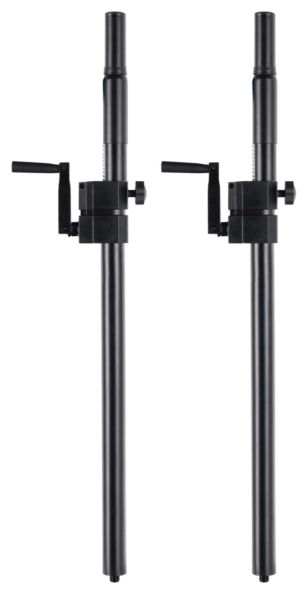 Pronomic Distanzrohr M20 mit Kurbel 2x Set - Distanzstangen aus Stahl - Mit Kurbel zur einfachen Höheneinstellung - Zur Montage von Topteilen auf Subwoofer - Länge: 95-148 cm - M20-Gewinde - Schwarz