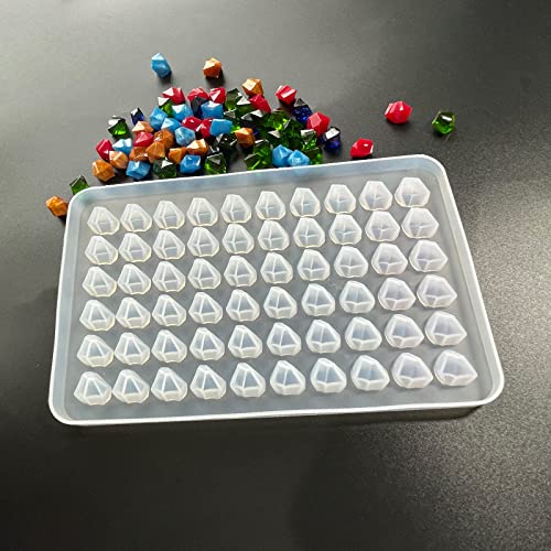 AMZTOART Mold Resin Craft Makes 60 Crystals - Small Crystal Stones Silicone Mold for Resin - Candles - Soap - Ice Cube - Jewelry - 1 Unique Shapes (White)(M0008)